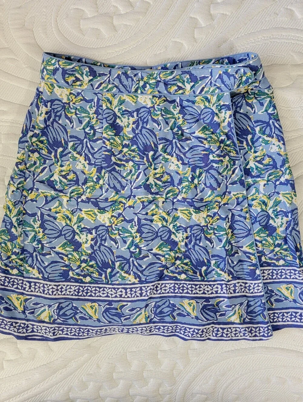NWT Vintage Limited America Blue Yellow Floral Skort Faux Wrap Size 6 No Stretch